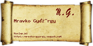 Mravko György névjegykártya